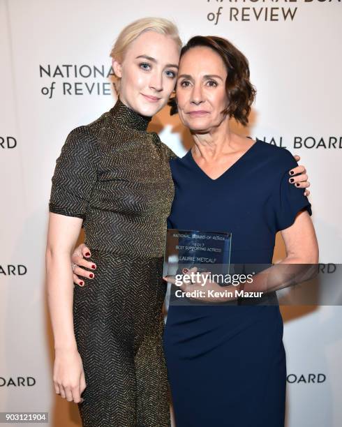 Winner of Best Supporting Actress for Lady Bird Laurie Metcalf poses with presenter Saoirse Ronan during the National Board of Review Annual Awards...
