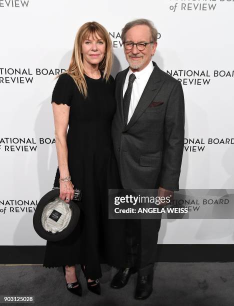 Actress Kate Capshaw and director Steven Spielberg attend the 2018 National Board of Review Awards Gala at Cipriani 42nd Street on January 9, 2018 in...