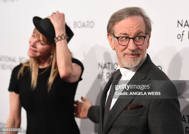 Actress Kate Capshaw and director Steven Spielberg attend the 2018 National Board of Review Awards Gala at Cipriani 42nd Street on January 9, 2018 in...