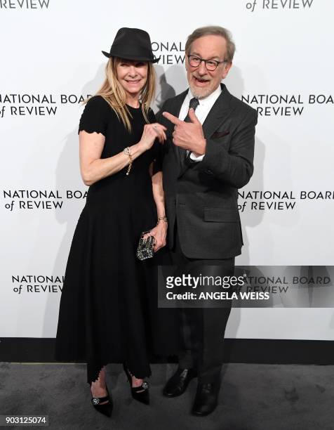Actress Kate Capshaw and director Steven Spielberg attend the 2018 National Board of Review Awards Gala at Cipriani 42nd Street on January 9, 2018 in...