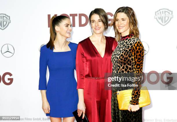 German actress and model Lisa Tomaschewsky, German actress Anne Schaefer and German actress Christina Hecke attend the 'Hot Dog' world premiere at...