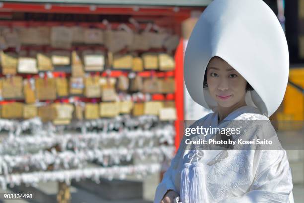 whitekimonobride - shrine stock pictures, royalty-free photos & images