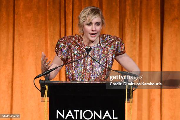 Director Greta Gerwig accepts an award onstage during the National Board of Review Annual Awards Gala at Cipriani 42nd Street on January 9, 2018 in...