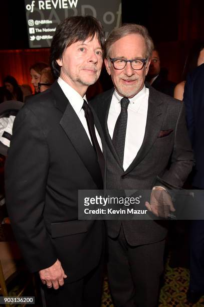 Directors Ken Burns and Steven Spielberg attend the National Board of Review Annual Awards Gala at Cipriani 42nd Street on January 9, 2018 in New...