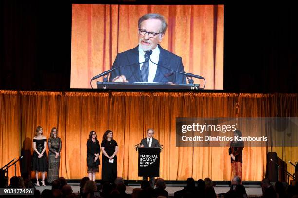 Steven Spielberg speaks onstage during the National Board of Review Annual Awards Gala at Cipriani 42nd Street on January 9, 2018 in New York City.