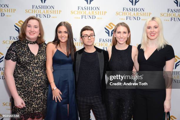 Honoree, Fashion Designer Christian Siriano poses for a photo with finalists as he attends the 81st Annual YMA Fashion Scholarship Fund National...