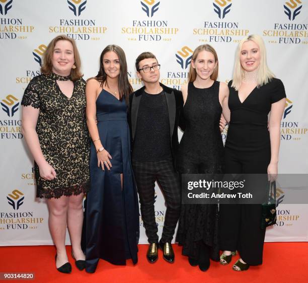 Honoree, Fashion Designer Christian Siriano poses for a photo with finalists as he attends the 81st Annual YMA Fashion Scholarship Fund National...
