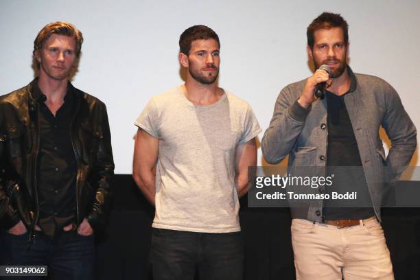 Thad Luckenbill, Austin Stowell and Geoff Stults attend the Special Screening Of "12 Strong" For MVP's Military Veterans at ArcLight Hollywood on...