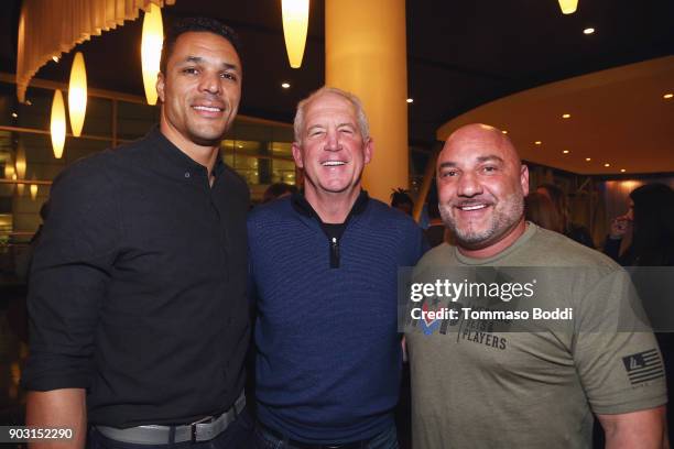 Tony Gonzalez, John Fox and Jay Glazer attends the Special Screening Of "12 Strong" For MVP's Military Veterans at ArcLight Hollywood on January 9,...
