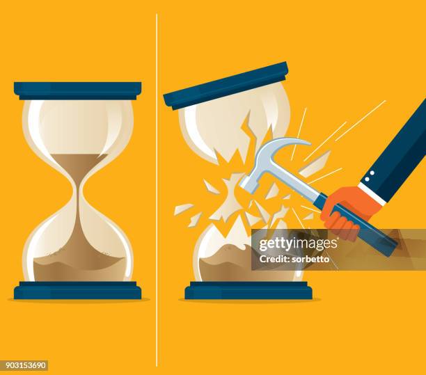 breaking hourglass - broken hourglass stock illustrations