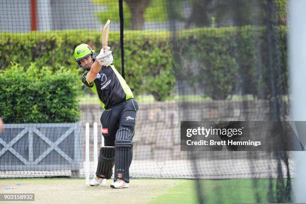 Callum Ferguson of the Thunder bats during the Sydney Thunder Big Bash League training session at Spotless Stadium on January 10, 2018 in Sydney,...