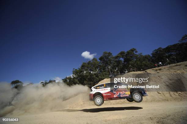 Daniel Sordo of Spain and Marc Marti of Spain compete in their Citroen C4 Total during the Repco Rally of Australia Shakedown on September 3, 2009 in...