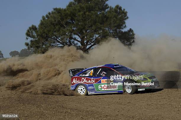 Jari Matti Latvala of Finland and Mikka Anttila of Finland compete in their BP Abu Dhabi Ford Focus during the Repco Rally of Australia Shakedown on...