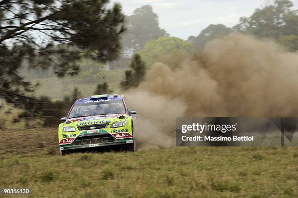 Jari Matti Latvala of Finland and Mikka Anttila of Finland compete in their BP Abu Dhabi Ford Focus during the Repco Rally of Australia Shakedown on...