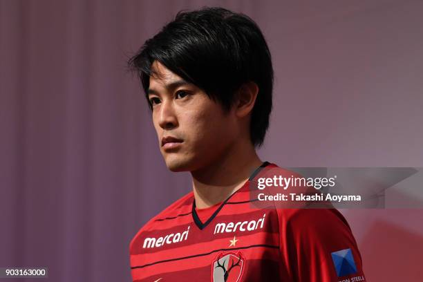 Atsuto Uchida of Kashima Antlers attneds a Kashima Antlers press conference ahead of the new season on January 10, 2018 in Kashima, Ibaraki, Japan.