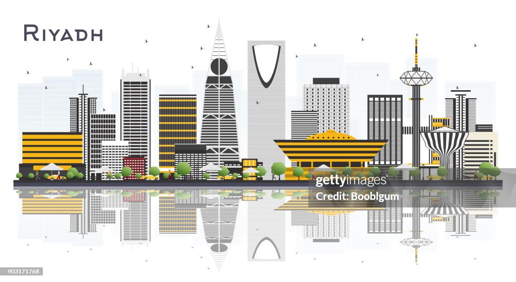 About Riyadh Riyadh Saudi Arabia City Skyline With Gray Buildings Isolated On White ...