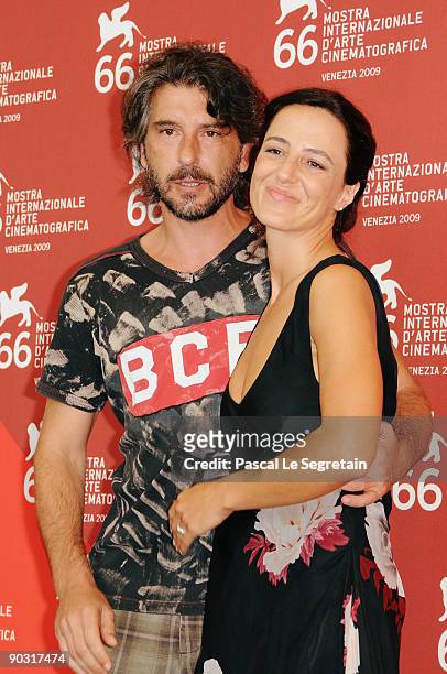 Actors Luca Lionello and Valentina Carnelutti attend the "Le Ombre Rosse" photocall at the Palazzo del Casino during the 66th Venice Film Festival on...