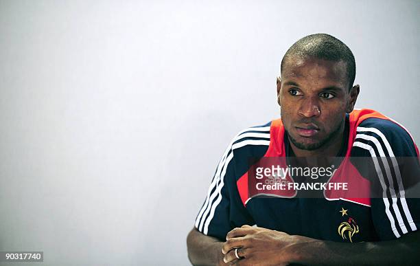 France's national soccer team defender Eric Abidal attends a press conference on September 3, 2009 at the team's training camp in Clairefontaine,...