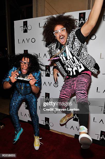 SkyBlu and Red Foo from LMFAO arrives for "The Party Rock" Clothing Launch at LAVO inside the Palazzo on September 2, 2009 in Las Vegas, Nevada.