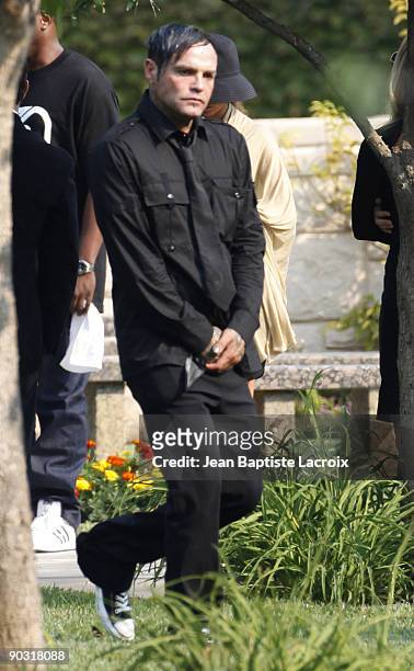 Seth Binzer attends the funeral of DJ AM aka Adam Goldstein at Hillside Memorial Park on September 2, 2009 in Los Angeles, California.