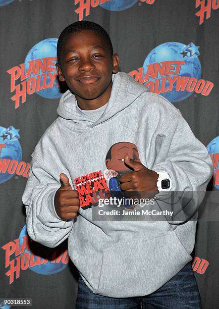 Actor Bobb'e J. Thompson promotes "Cloudy With A Chance Of Meatballs" at Planet Hollywood Times Square on September 2, 2009 in New York City.