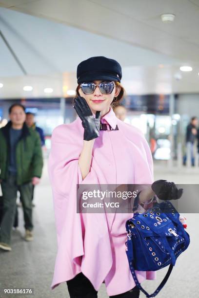 Actress and model Lin Chi-ling is seen at Shanghai Hongqiao International Airport on January 10, 2018 in Shanghai, China.