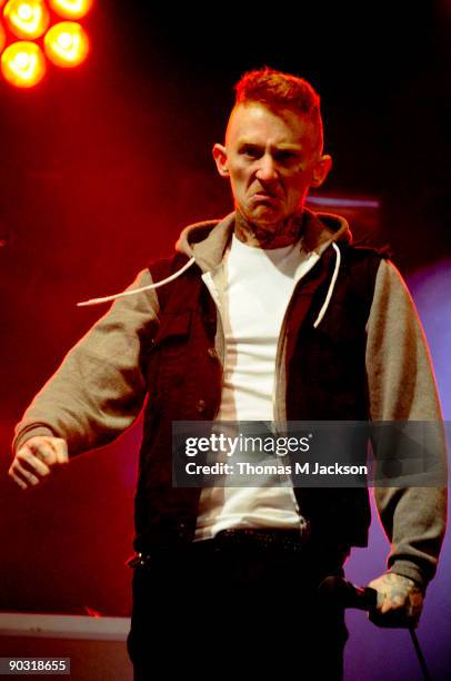 Frank Carter of Gallows performs at Day 2 of the Leeds Festival at Bramham Park on August 29, 2009 in Leeds, England.