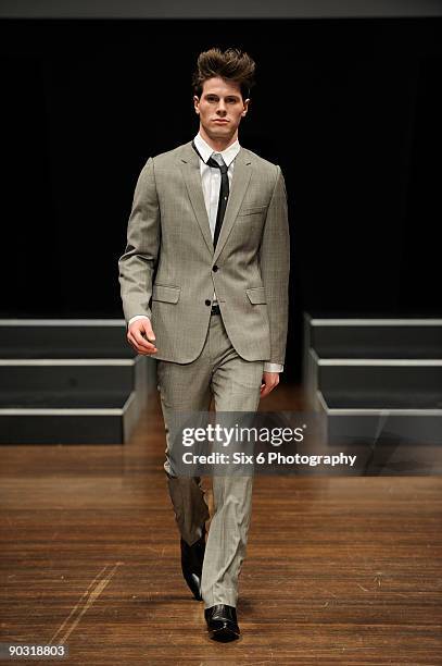 Model showcases designs by Jack London on the catwalk at the Designer Series Show 3 on the third day of Melbourne Spring Fashion Week 2009 at...