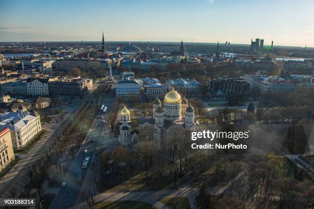 Panoramic images of Riga from Radisson Blu Hotel. Riga is the capital of Latvia. The largest city in the Baltic states with 640.000 inhabitants. Riga...