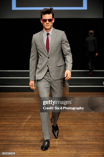 Model showcases designs by Jack London on the catwalk at the Designer Series Show 3 on the third day of Melbourne Spring Fashion Week 2009 at...