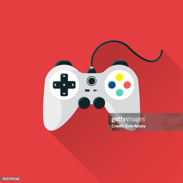 flache spielsymbol - joystick stock-grafiken, -clipart, -cartoons und -symbole