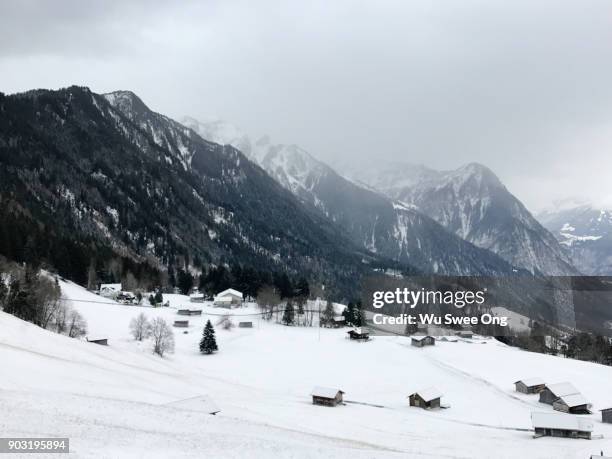 winter in triesenberg - wu swee ong stock pictures, royalty-free photos & images