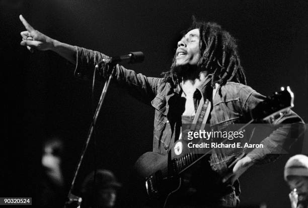 Bob Marley performs live on stage at the New York Academy of Music in Brooklyn, New York on MAY 01 1976