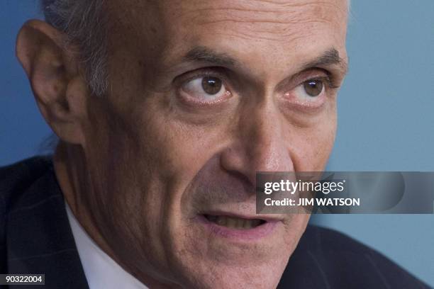 Former Homeland Security Secretary Michael Chertoff speaks during a discussion panel on "Tactical communications and interoperability among fire...