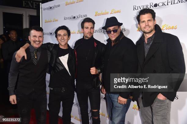 Actors Hal Sparks, Mitchel Musso, James Maslow, Robert Davi and Kristoffer Polaha attend the premiere of RiverRock Films' "Bachelor Lions" at The...