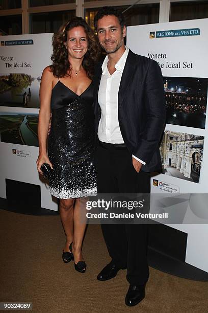 Actor Raul Bova and wife Chiara Giordano attend the "Francesca" Cocktail Party during the 66th Venice International Film Festival on September 3,...