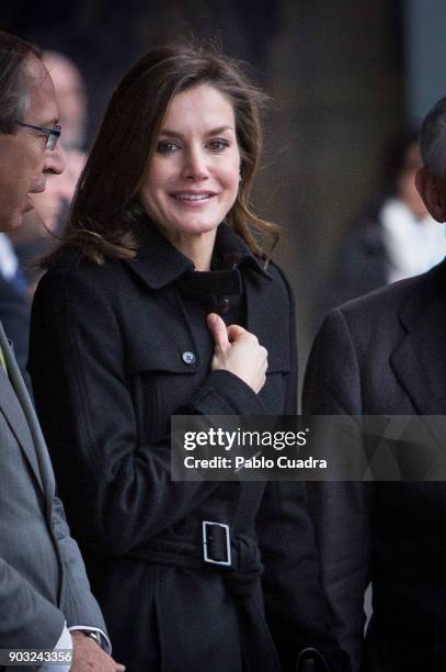 Queen Letizia of Spain attends a meeting at the Fundeu BBVA Foundation on January 10, 2018 in Madrid, Spain.