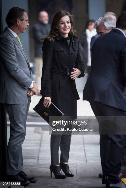 Queen Letizia of Spain attends a meeting at the Fundeu BBVA Foundation on January 10, 2018 in Madrid, Spain.