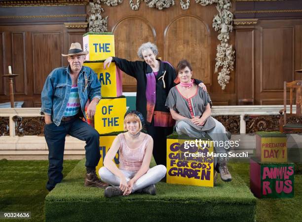 Roger Lloyd Pack, Lucy Briggs-Owen, Margaret Atwood, Diana Quick, attend photocall for The Year Of The Flood performance on September 3, 2009 in...