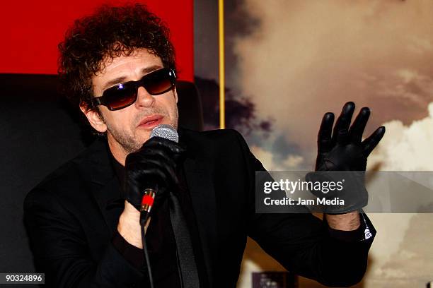 Singer Gustavo Cerati speaks during a press conference to present his new album 'Fuerza Natural' on September 03, 2009 in Mexico City, Mexico.