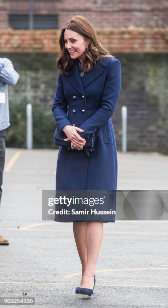 Catherine, Duchess of Cambridge visits the Reach Academy with Place2Be on January 10, 2018 in London, England. The Duchess of Cambridge has been...