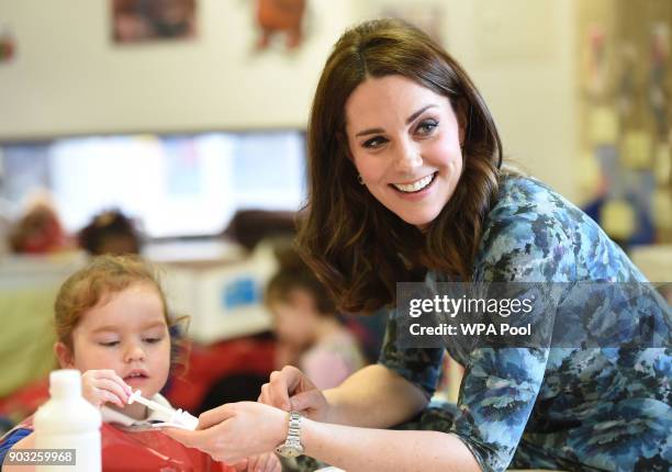 Catherine, Duchess of Cambridge visits the Reach Academy with Place2Be on January 10, 2018 in London, England. The Duchess of Cambridge has been...