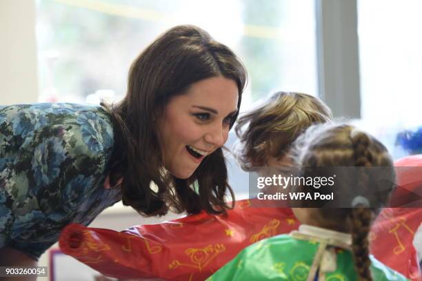 Catherine, Duchess of Cambridge visits the Reach Academy with Place2Be on January 10, 2018 in London, England. The Duchess of Cambridge has been...