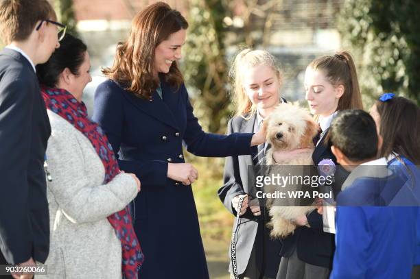 Catherine, Duchess of Cambridge visits the Reach Academy with Place2Be on January 10, 2018 in London, England. The Duchess of Cambridge has been...