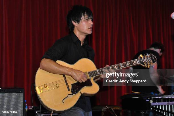 Meric Long of The Dodos performs on stage at Bush Hall on September 3, 2009 in London, England.