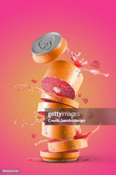 fresh pink grapefruit fruit can - fruit explosion stock pictures, royalty-free photos & images
