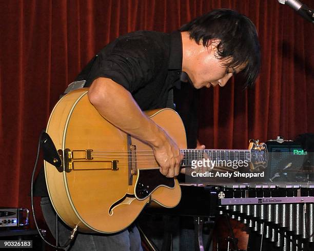 Meric Long of The Dodos performs on stage at Bush Hall on September 3, 2009 in London, England.