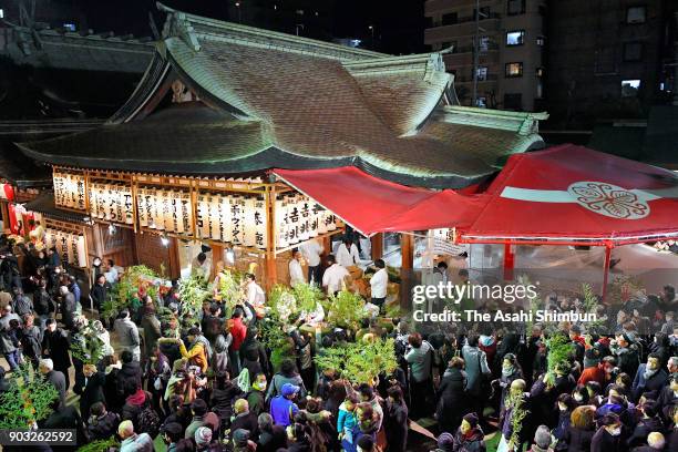 General view as the Toka Ebisu festival continues at Imamiya Ebisu Jinja Shrine on January 10, 2018 in Osaka, Japan. Toka Ebisu, to celebrate the...