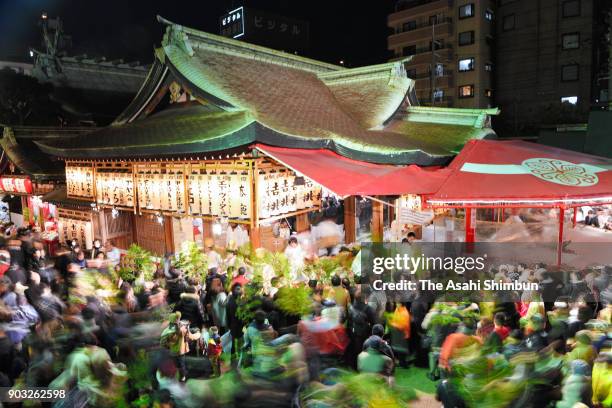 General view as the Toka Ebisu festival continues at Imamiya Ebisu Jinja Shrine on January 10, 2018 in Osaka, Japan. Toka Ebisu, to celebrate the...