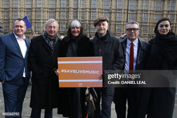 Chief executive of UK Music Michael Dugher, Pink Floyd drummer Nick Mason, British singer Sandy Shaw, British singer Billy Bragg and Labour party...